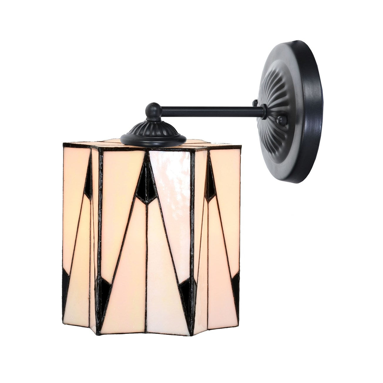 Art Deco Trade - Tiffany wandlamp zwart met French Art Deco